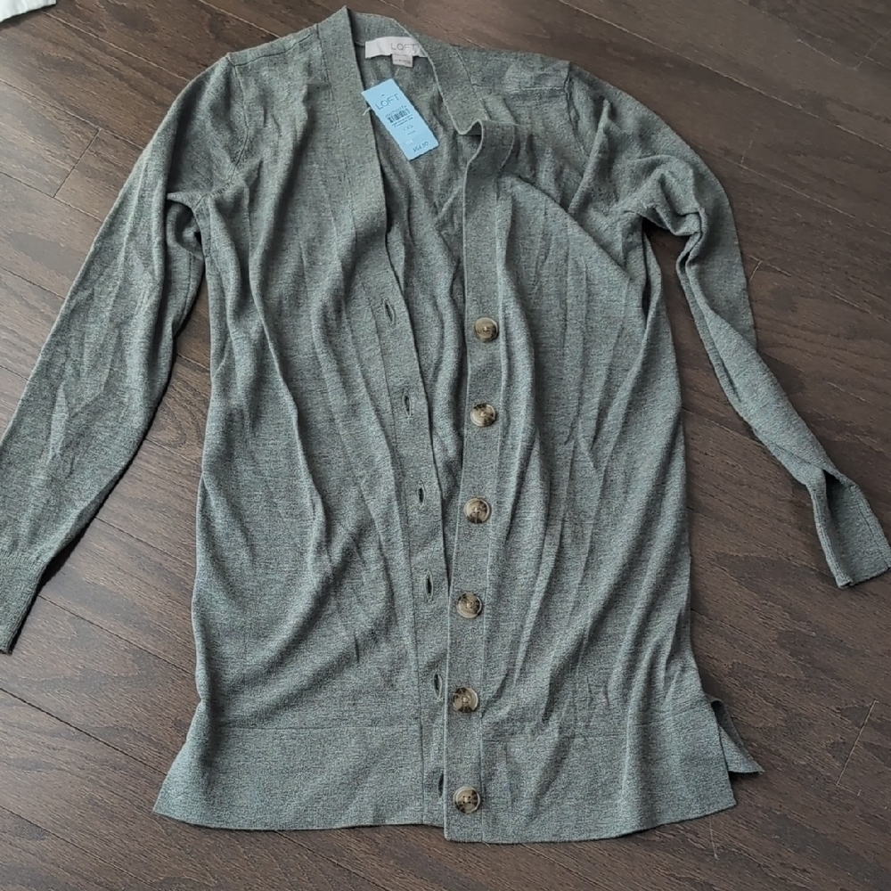 Loft Green Button-Up Cardigan